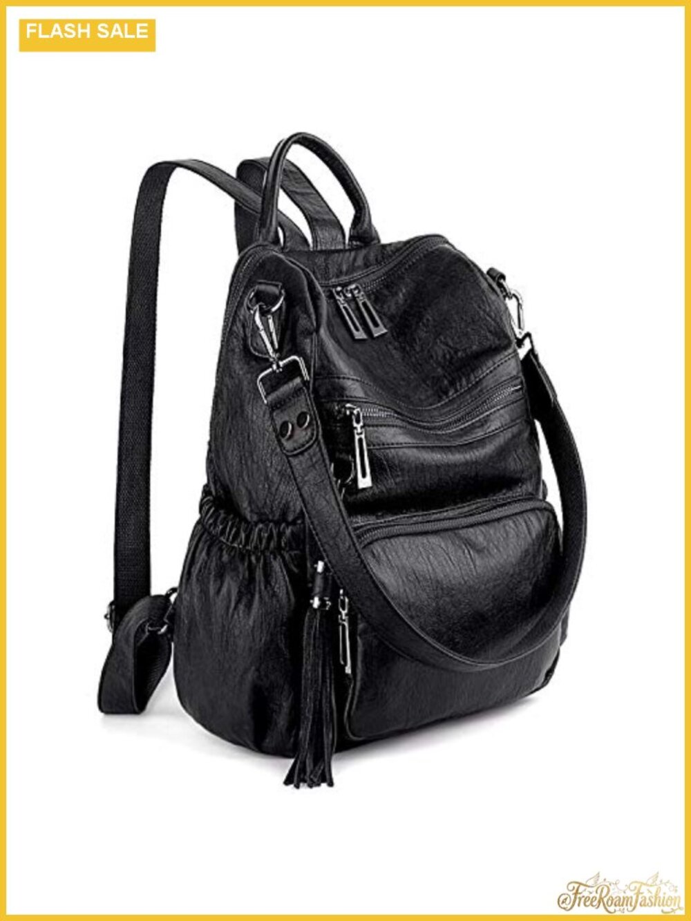 Women Vegan Leather Convertible Travel Backpack Purse with Tassel